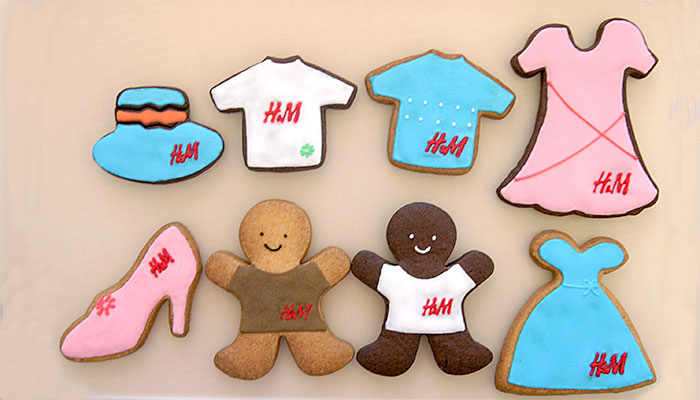 H&M特注型抜きアイシングクッキー、ロゴ入れ